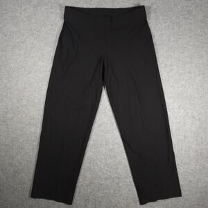 Eileen Fisher Pants Womens Medium Black Washable Stretch Crepe Mid-Rise USA